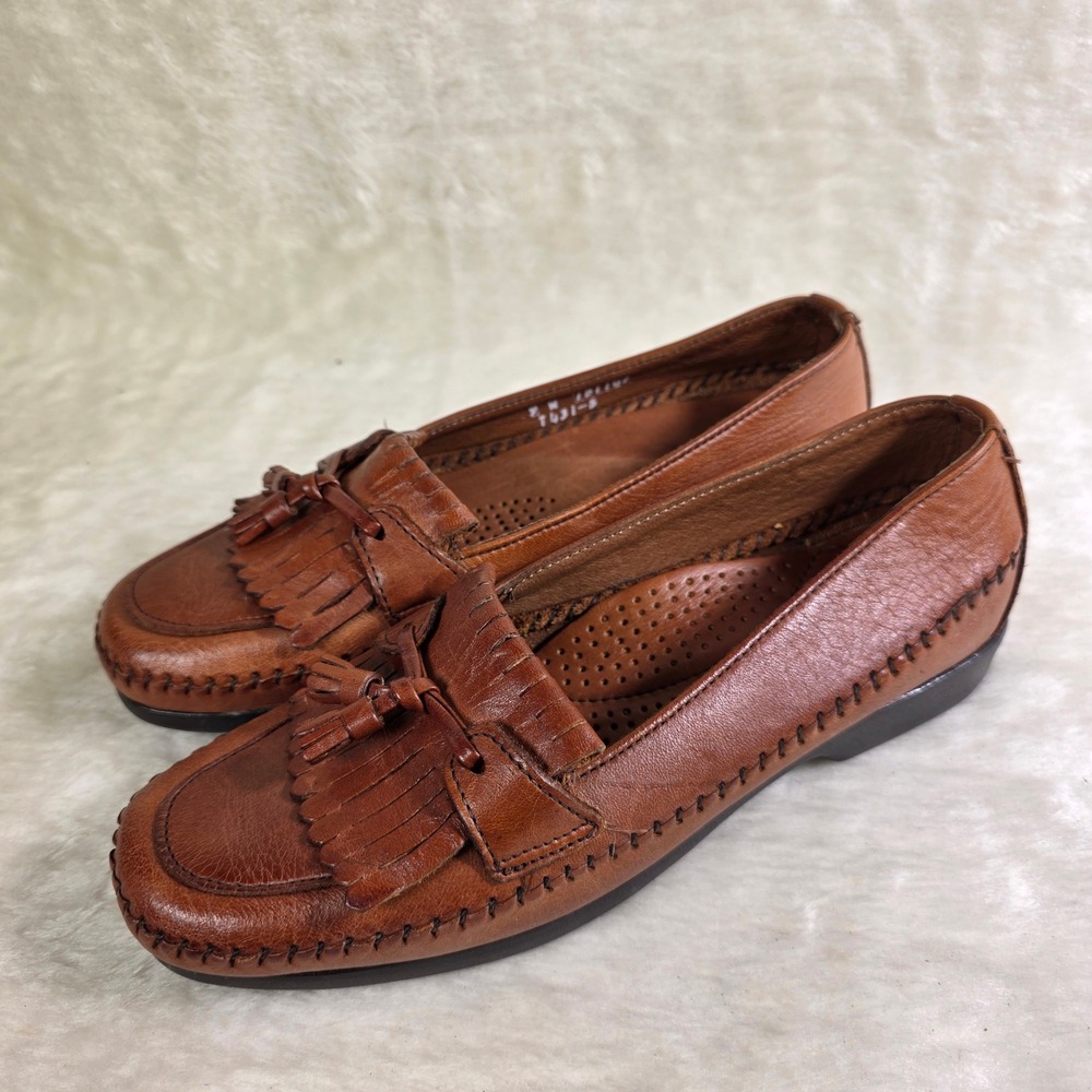 VTG Dexter Loafers Brown Leather Kiltie Tassel Moccasin Shoes Womens 9 Wide